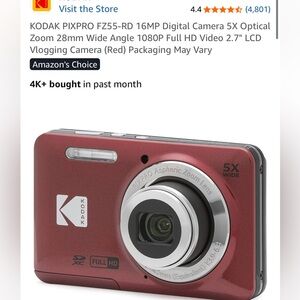 Kodak Pixpro FZ55 Red Camera with 5X Zoom